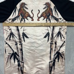 Hudson Outerwear Japan Tiger Bamboo Graphic Satin Jersey Shirt Beige Medium NWT