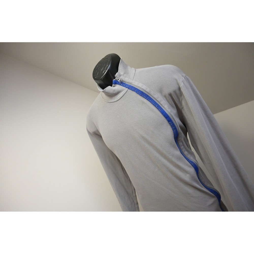 Armani Exchange Mock Neck Top Mens XL Grey Asymmetrical Zip Long Sleeve EUC