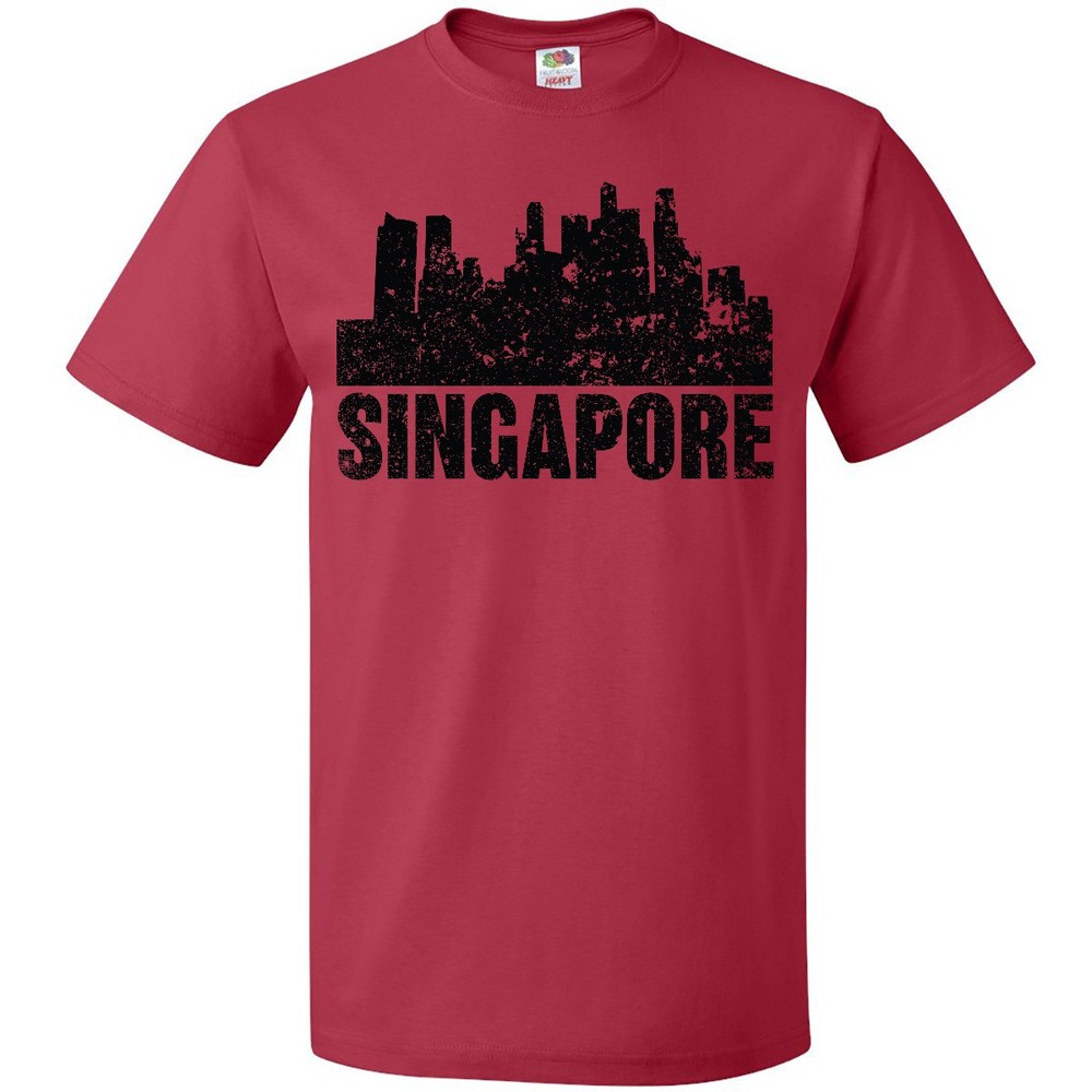 Inktastic Singapore City Skyline With Grunge T-Shirt Skylines Malaysia Asia Mens