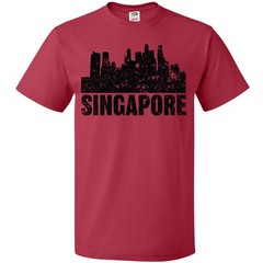 Inktastic Singapore City Skyline With Grunge T-Shirt Skylines Malaysia Asia Mens