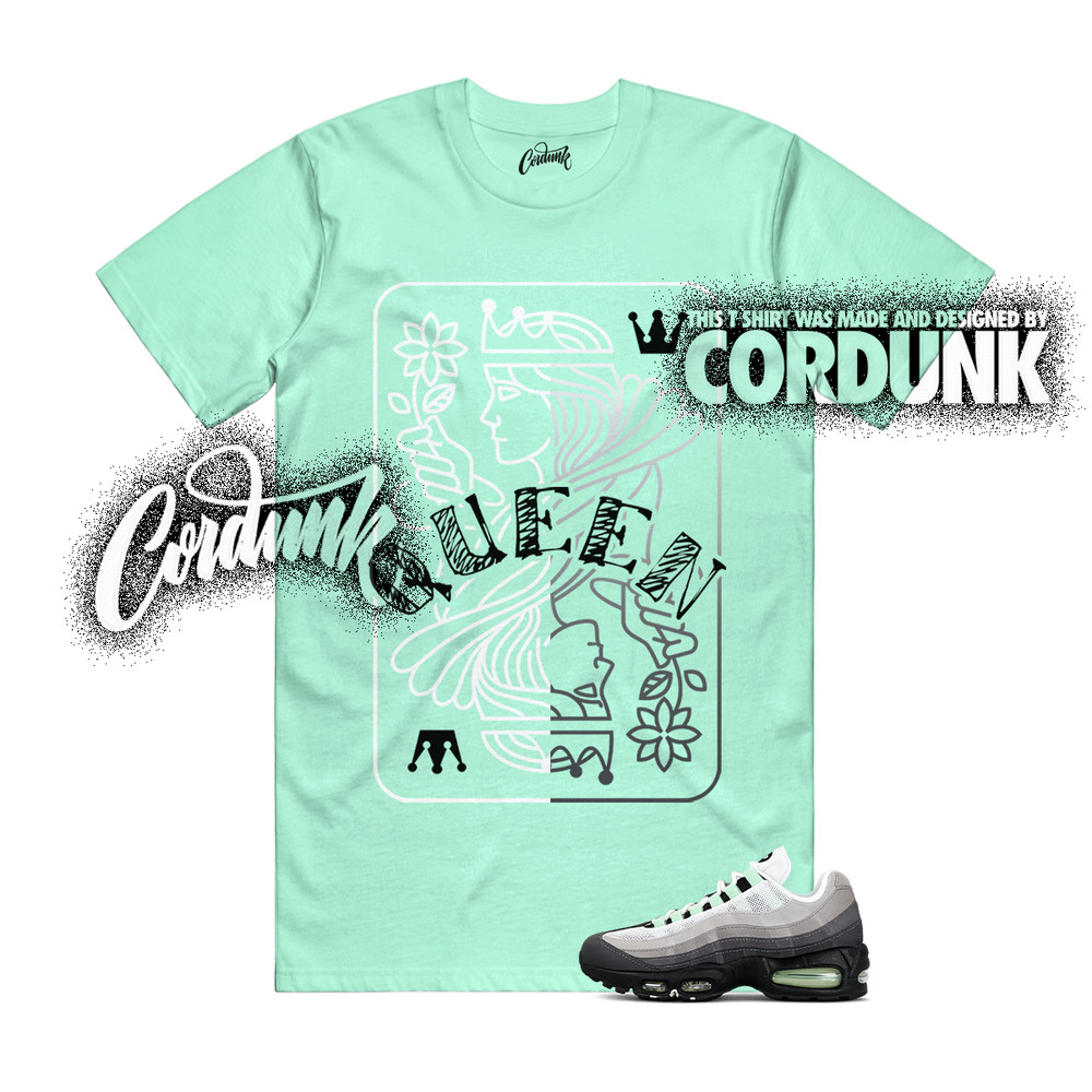 Air Max 95 Fresh Mint Big Bubble Green Foam Grey OG T Shirt Match QUEEN