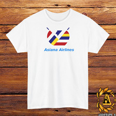 Asiana Airlines Logo T-Shirt Black/Grey/White/Navy/Red/Light Blue S-5XL