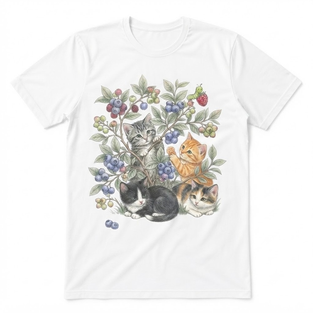 Vintage Kittens Blueberry 90s Graphic White T-shirt