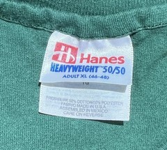 VINTAGE SINGLE STITCH Michigan Twin Lake Tee Green XL Hanes Heavyweight