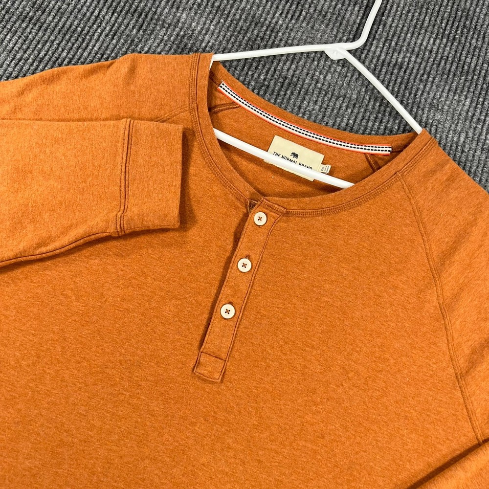 The Normal Brand Henley Shirt Mens 2XL Orange Long Sleeve Casual Comfort