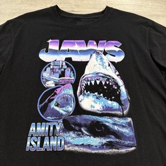 Jaws Shirt Amity Island Shark Movie Tee Men’s Black Short Sleeve Large