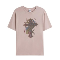Fashion Trend Cross Hot Diamonds Rhinestones Black Summer Luxury Men T-Shirt