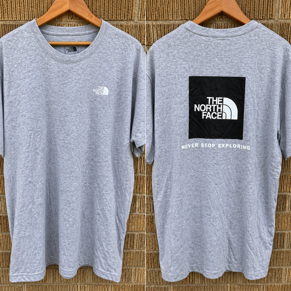 The North Face Mens XL Evolution Box NSE Short Slv Tee T-shirt Pale Grey Heather