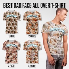 Funny All Over Faces T Shirt For Dad Personalised Photo Gift Men Xmas