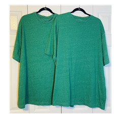 Set of 2-Men’s Green Solid Crew Neck Short Sleeve T-Shirt 3XL. Poly/Cotton/Rayon