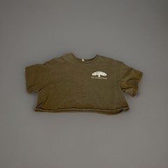 Cropped Graphic T-Shirt Olive Green Delta large cotton casual fall spring summer