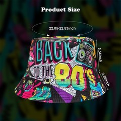 Fashion 80s 90s Bucket Hat for Men Women Outdoor Summer Beach Packable Sun Cap