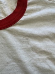 Vintage 90s Ringer T Shirt White Red Crewneck Soffe XL 50/50 USA made Blank