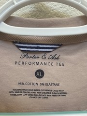 NEW Porter & Ash Men’s XL Dark Beige Performance Tee Crew Neck T-Shirt NWT