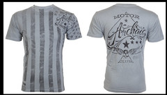 ARCHAIC by AFFLICTION Silver NATION USA FLAG Short Sleeve Slim Fit T-shirt NWT