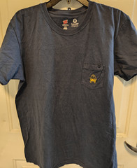 Hanes Nano-T Men’s Navy Blue Graphic Pocket T-Shirt Cotton Knit Size L