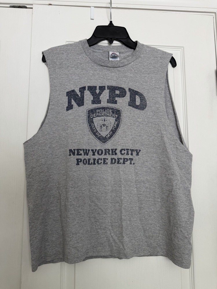 Vintage Grey NYPD New York City Police Department sleeveless muscle tank Size L