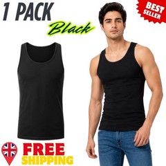 6 PACK 3 Men’s Vest Tops 100% Cotton Plain Classic Summer Training Gym Tank Top