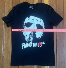 Distressed Hockey Mask Friday The 13Th Graphic Print Shirt Men’s Medium Black