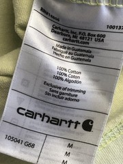 Carhartt Shirt Mens Medium Yellow Long Sleeve Pocket Logo Tagless Relaxed Fit