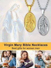 Virgin Mary Pendant Stainless Steel 22 Inch Chain Fashion Miraculous Medal Ne…