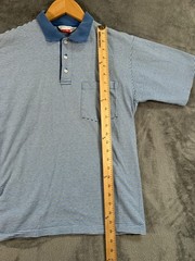 J Press Polo Shirt Mens Medium Blue Stripe Short Sleeve Pocket Preppy Ivy USA