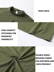 Mens Workout Shirts Long Sleeve Half Turtleneck Brushed Thermal Soft Mock Nec…