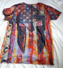 American Flag T Shirt Patriotic T Shirt XL 4th Of July Red White Blue Spartan