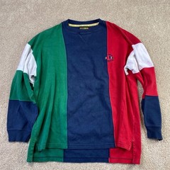 Ivy Crew Boathouse Colorblock Shirt Mens Large Vintage 90s Nautical Navy Red