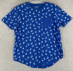 Carbon Longer Length Knit T Shirt Tee Men’s M Blue Sail Boat Print Nautical