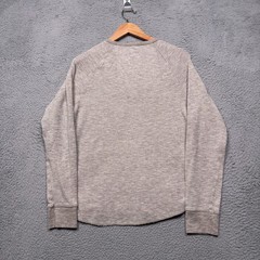 American Eagle Thermal Henley Shirt Mens Medium Gray Classic Fit Long Sleeve