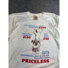VINTAGE 90s Cheerleader Priceless T Shirt Mens White Graphic Tee USA Medium