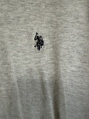 U.S. Polo Assn. Men’s Gray V-Neck Short Sleeve Cotton Blend Logo Tee L
