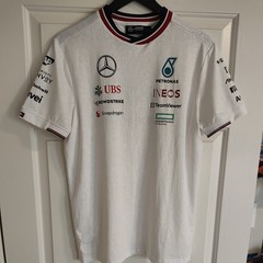 Mercedes Petronas F1 Tommy Hilfiger Men White Short Sleeve Tee Shirt Size M