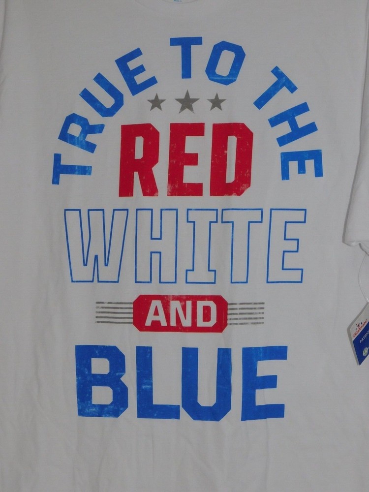 Mens White T Shirt 2XL 50-52 Patriotic True To The Red White & Blue
