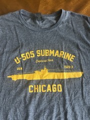 U-505 Submarine Chicago T-Shirt US Navy Gray T-shirt Size XL