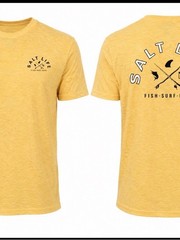 Salt Life Heather Gold Short Sleeve Tee lightweight burnout SZ MD crewneck Logo