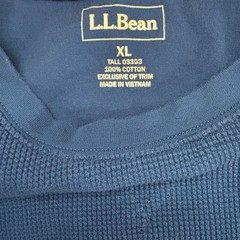 LL Bean Thermal Waffle Knit Shirt Mens XL Blue Base Layer Cotton Top Crew Neck