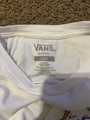 Men’s Vans White T Shirt Pink Floral Skull Graphic Size Large