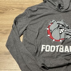 District The Perfect Tri Adult Grey Hooded Bulldog Football Top Size XL (A25)