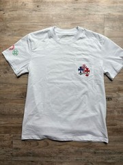 Chrome Hearts Men’s White Pocket Tee M Cotton Cross Logo Graphic Short Sleeve