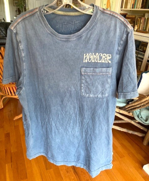 HOWLER BROTHERS MENS SIZE MEDIUM T SHIRT-BLUE COTTON-FISH LOGO ON BACK-POCKET