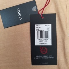RVCA VA Tan Long Sleeve Chest Pocket Pigment Dye Pullover T-Shirt Men’s Size XXL