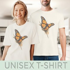 Monarch Butterfly Graphic Tee Orange Black Nature Art Print