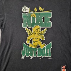 Nike T-Shirt Mens M Black Cherub Angel Rose Just Do It Swoosh Loose Fit Tee