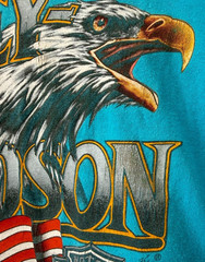 Vtg 1990 Harley Davidson 3D Emblem T Shirt XL Eagle Single Stitch Teal USA Made