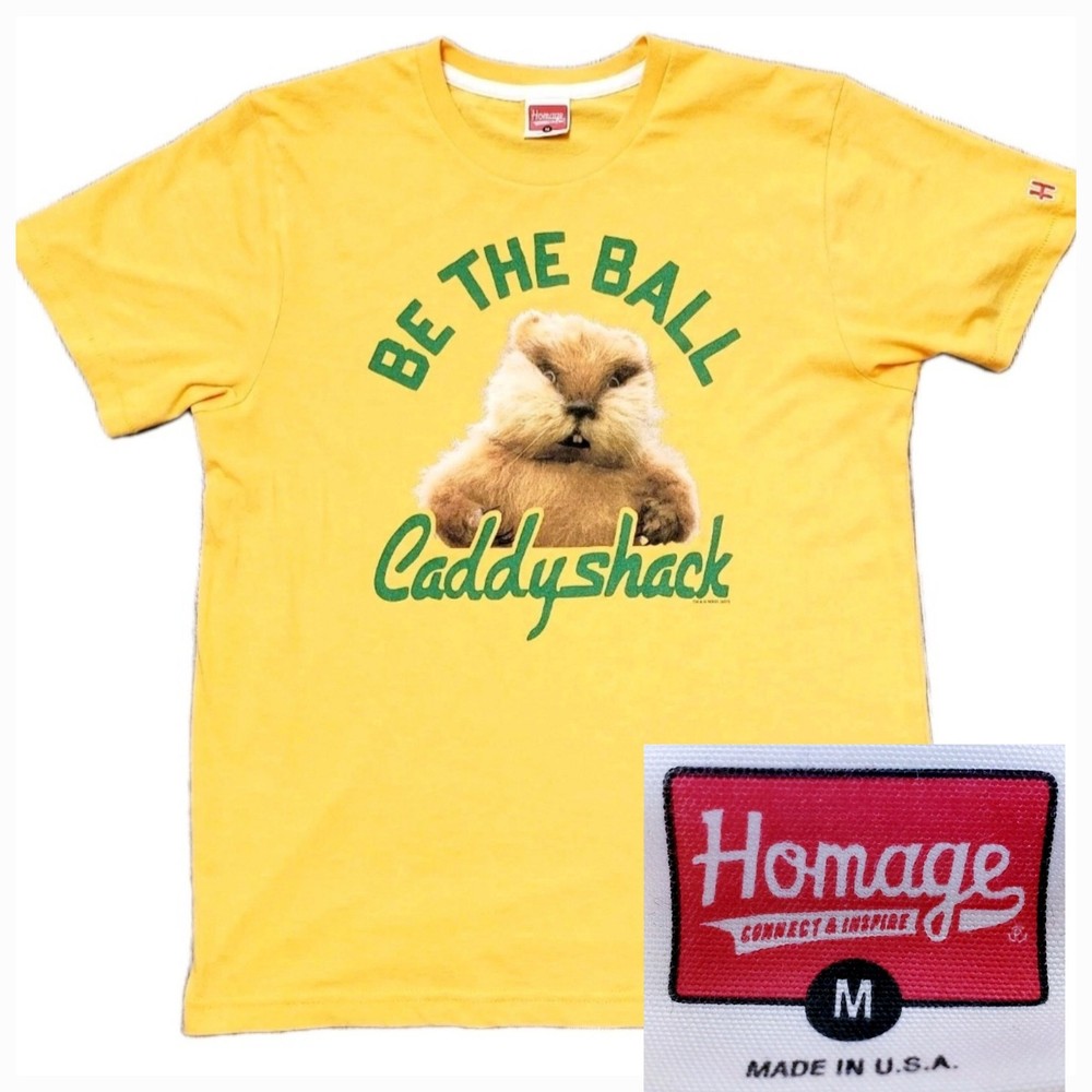Homage Caddyshack Gofer Retro Single-Stitch Yellow Medium T-Shirt~Made In USA