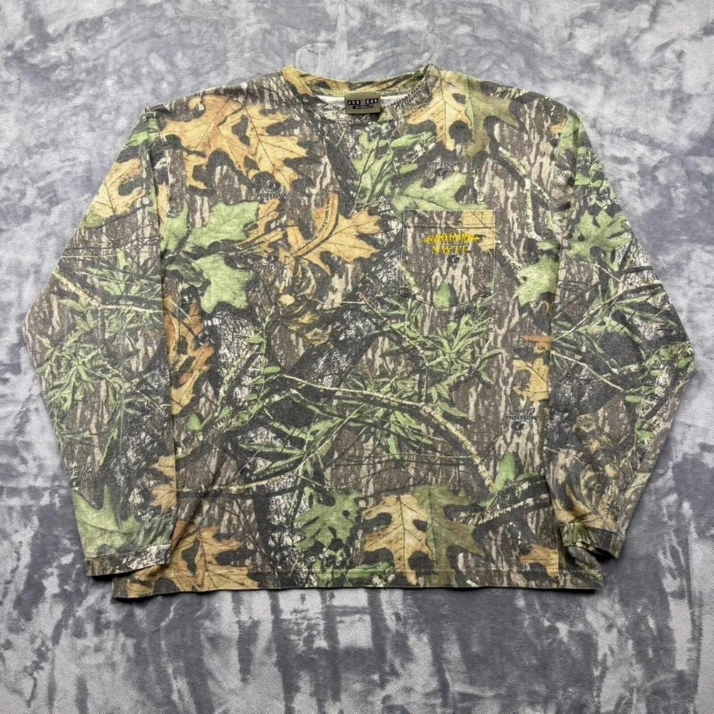 Vintage Mossy Oak Break-Up NWTF Pocket Long Sleeve Camo Tee Large