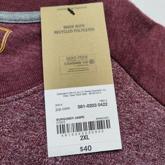 Foundry Men BIG 2XL Burgundy Jaspe Long Sleeve Raglan Baseball Shirt NEW