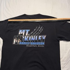 Harley-Davidson Shirt Mens XL Black Mt McKinley Denali Park Alaska Wolf USA VTG